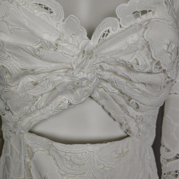 Jenny Yoo Chaya Levine Embroidered Cutout Fabric White Mini Dress Size 10 - Picture 14 of 16